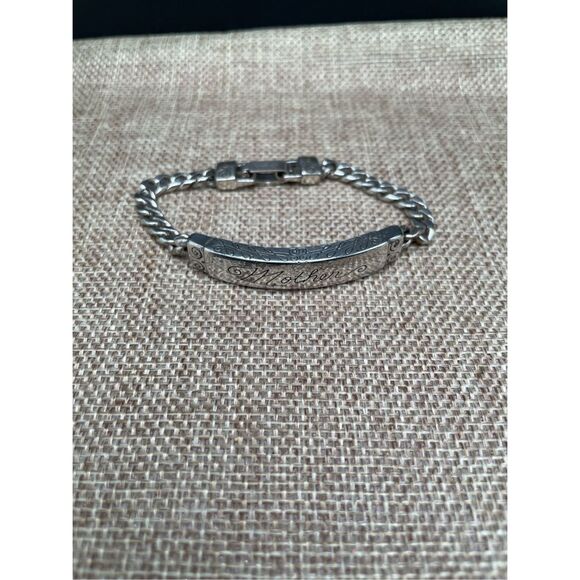 Brighton Women’s ID Bracelet Silver Plated Etched Mother Engraved Bar Link 7.5” - Picture 8 of 11
